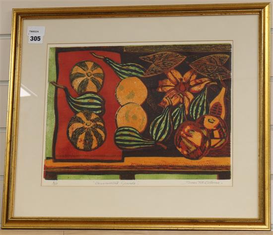 James T. A. Osborne (1907-1979), Ornamental Gourds, linocut, signed and numbered 1/30